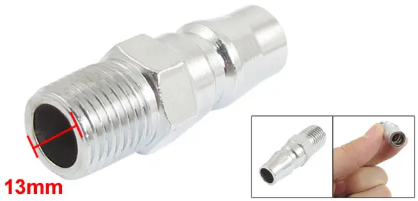 Silver Tone 13mm Male Thread Air Quick Coupler Joint Connector Adapter