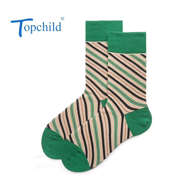 

Topchild funny retro green stripe Winter Thick Warm Jacquard Socks Casual comfortable high quality man woman big size