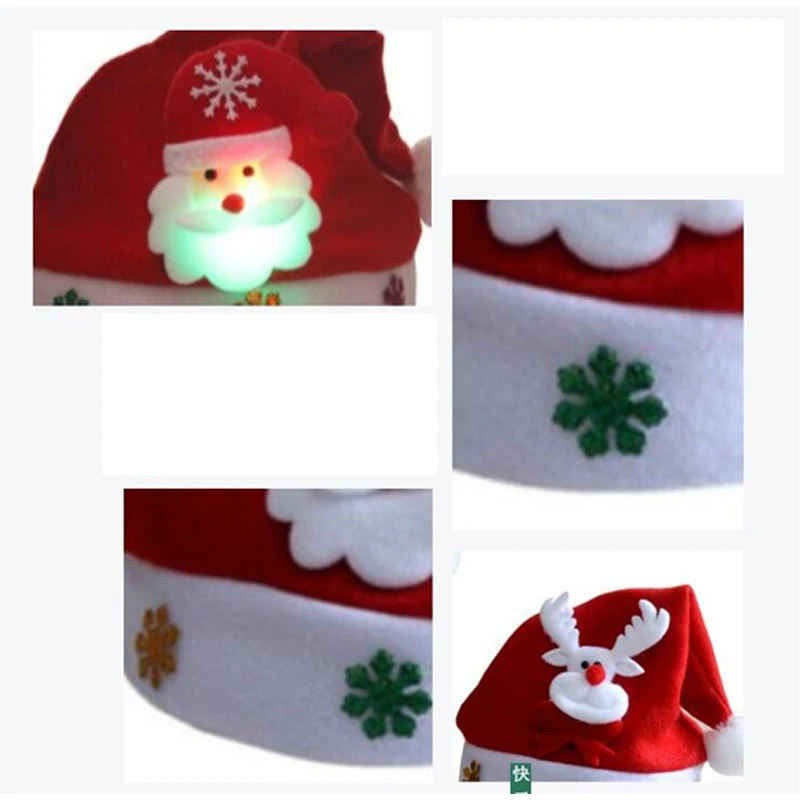 LEDLight UpLuminous  Flash Christmas Hat Child Christmas Reindeer Snowman Santa Hat Decorations For Home Kids And Adult Size (3)