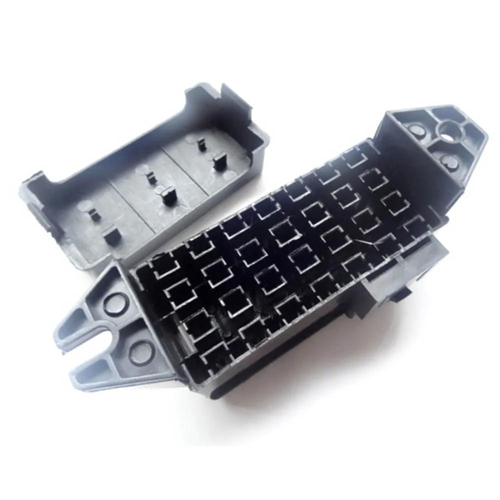 Car Fuses Kit Fuse Box Holder Fuse Box Circuit Adapters and Fuse Set 14 Way Black Car Seat Medium Relay Fuse Box Assembly with 28pcs Terminals Car Engine Compartment Insurance Holder Box Mounting