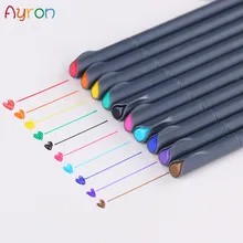 0,38 мм 10 цветов Fineliner ручки Сверхтонкий маркер ручка Ассорти чернил на водной основе Искусство Рисунок для детей граффити крюк волокно ручка