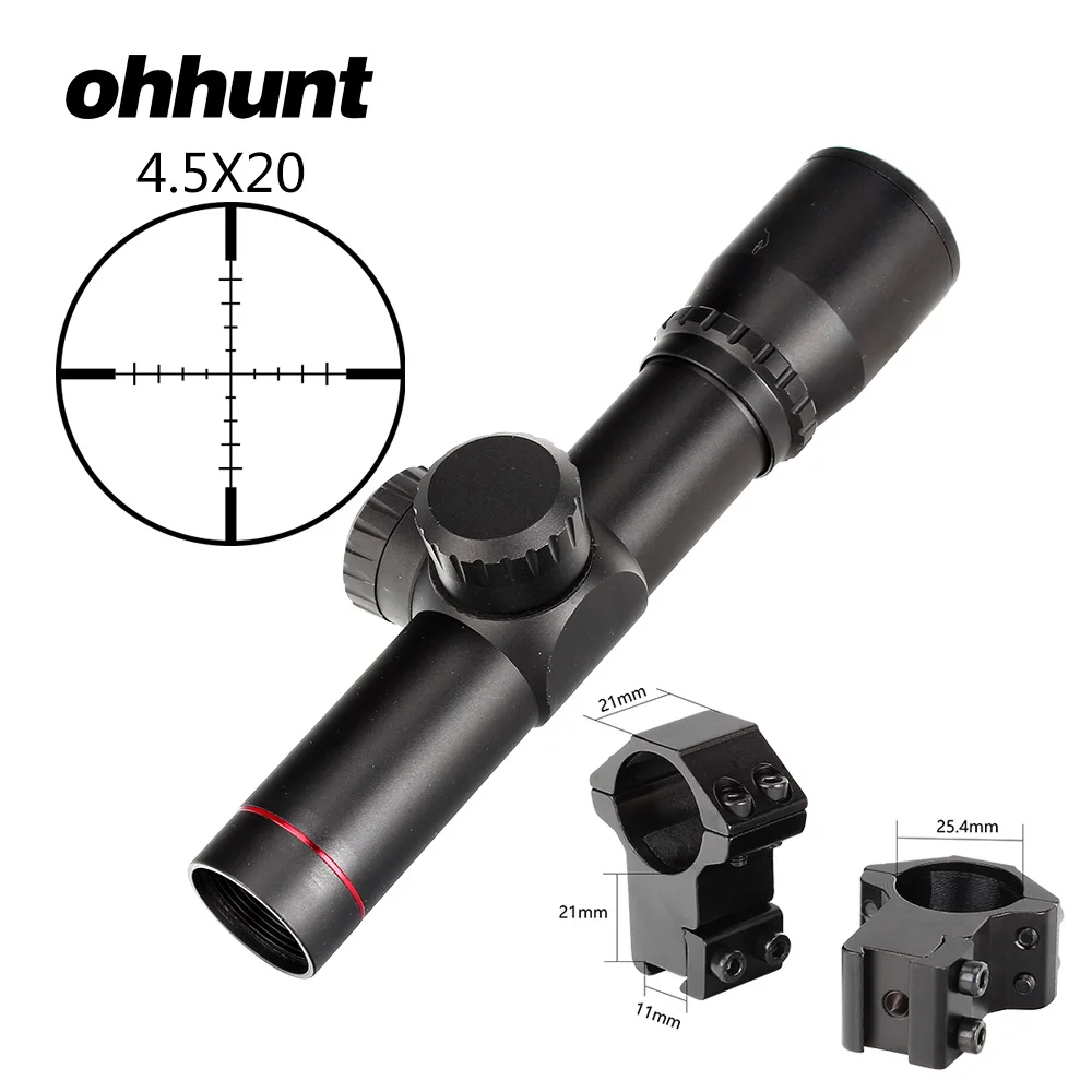 Ohhunt 4,5x20 охотничий прицел тактический оптический прицел 1 дюймов компактный P4 сетка с откидывающимся крышки объектива и кольца - Цвет: 25.4mm-Dovetail-SGZ