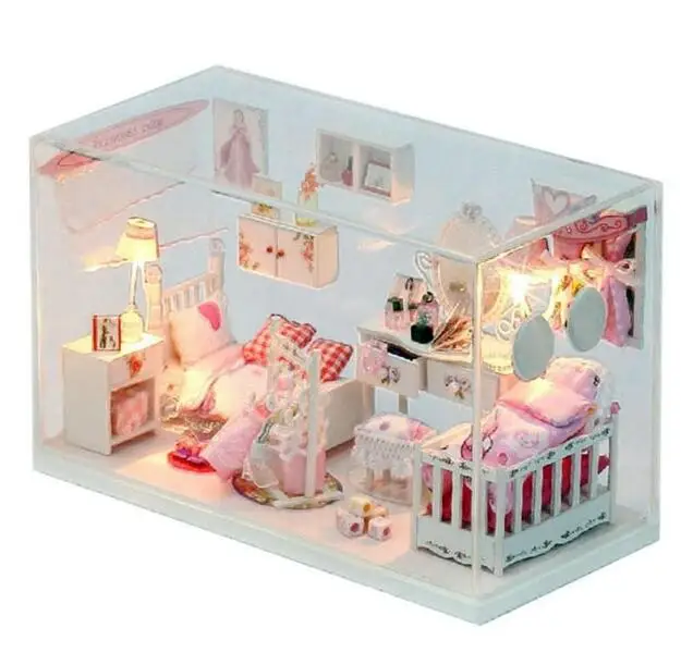 Мини DIY Кукольный дом деревянная мебель Комплект My Dream House игрушки Миниатюрный Кукольный домик Kitty Принцесса дом Building Block игрушки
