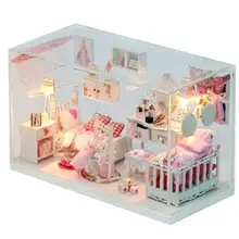 Мини DIY Кукольный дом деревянная мебель Комплект My Dream House игрушки Миниатюрный Кукольный домик Kitty Принцесса дом Building Block игрушки