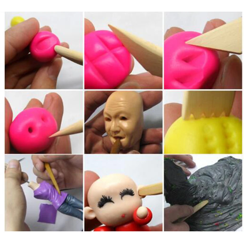 14 sets Pink DIY Polymer Clay Soft Craft Kids Modelling Clay Tool with Cermaic Shaping and Sculpting Tools Best Gift for Kids