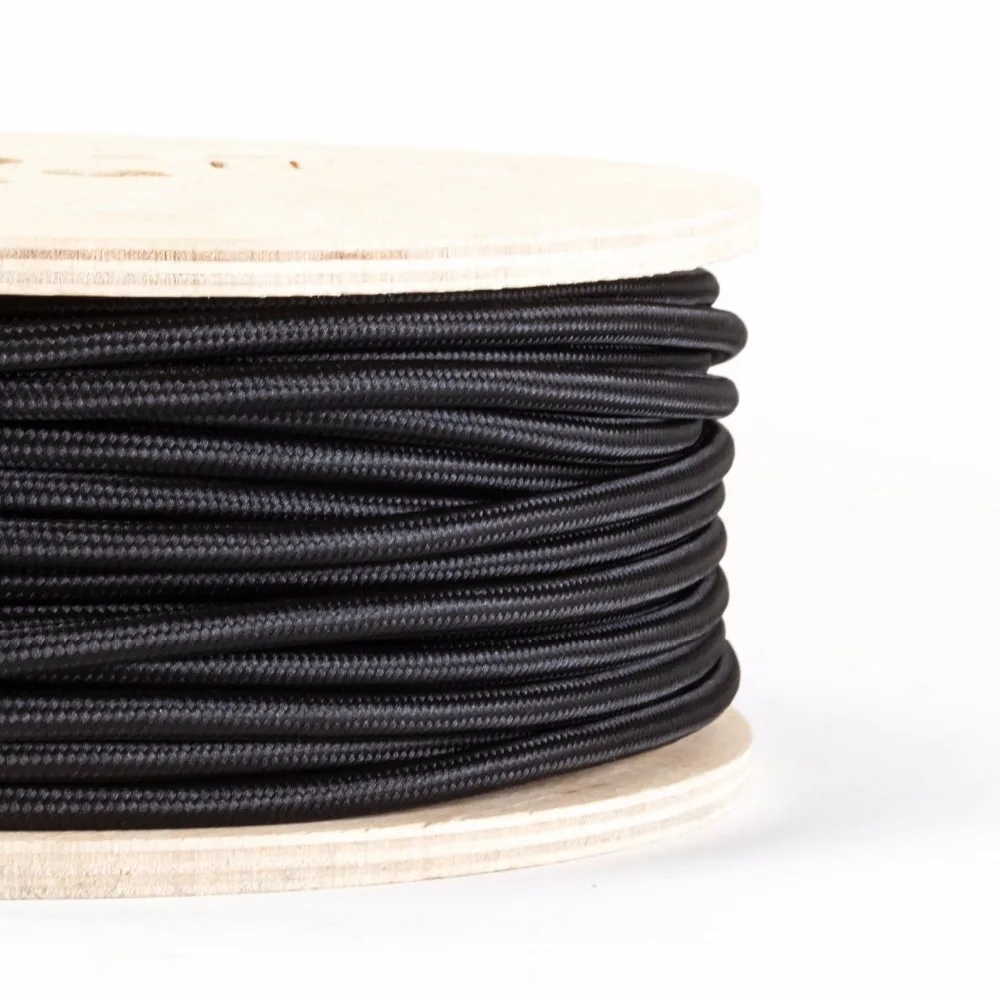 3*0.75mm Edison Textile Cable 3 cords black Fabric Braided Cloth