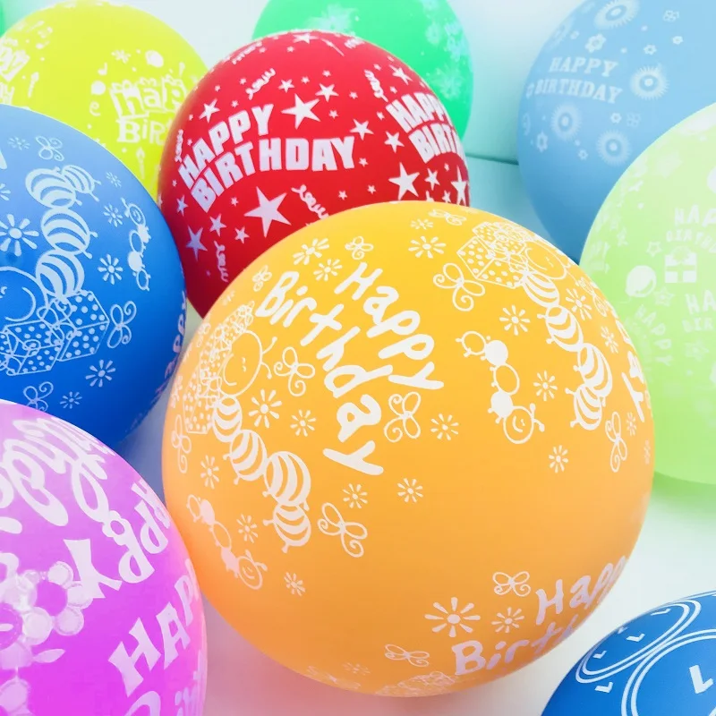 

10PCS/Lot 12" Happy Birthday Letter Printed Latex Balloons Multicolor Colorful Birthday Party Decoration Ballons Kids Toy