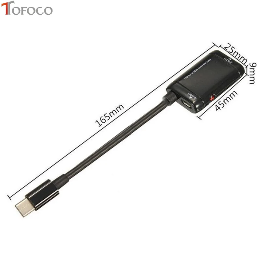 TOFOCO 1 шт. usb type C для hdmi-кабель, адаптер 1080 P адаптер высокой четкости черный для адаптер HDMI VGA