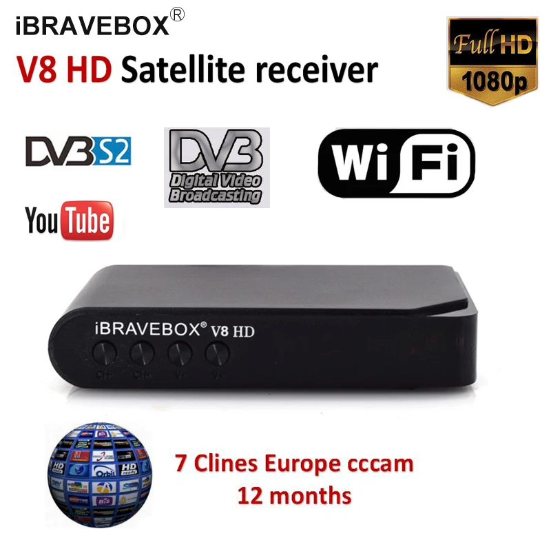 IBRAVEBOX V8 HD спутниковый ТВ приемник DVB S2 1080P поддержка 7 Клинок Италия Испания