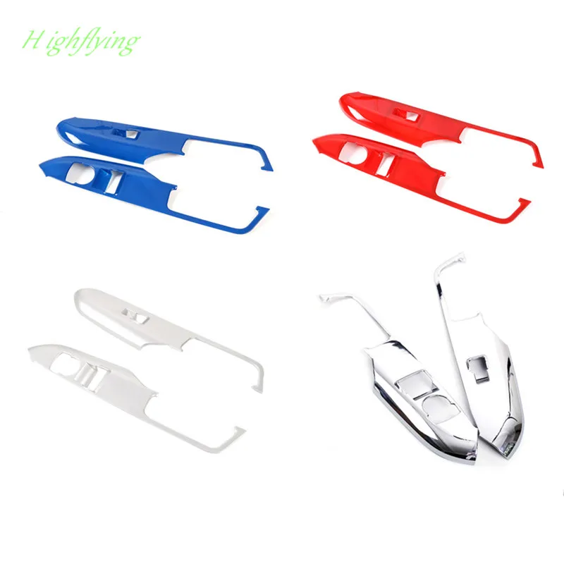 

(Only Fits Left Side Hand Driving) Window Switch Button Cover Trim Decor 2pcs For Ford Mustang 2015 2016 2017