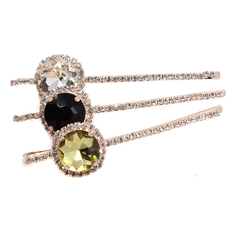 1 Pair Elegant Fashion Hair Accessories Diamante Hairclips Luxury Gold