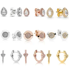 9 стилей, 1 пара, женские серьги-гвоздики, розовое золото, заманчивые, с сердечками, обруч, кристалл, высокое качество, серьги для женщин, свадебные украшения