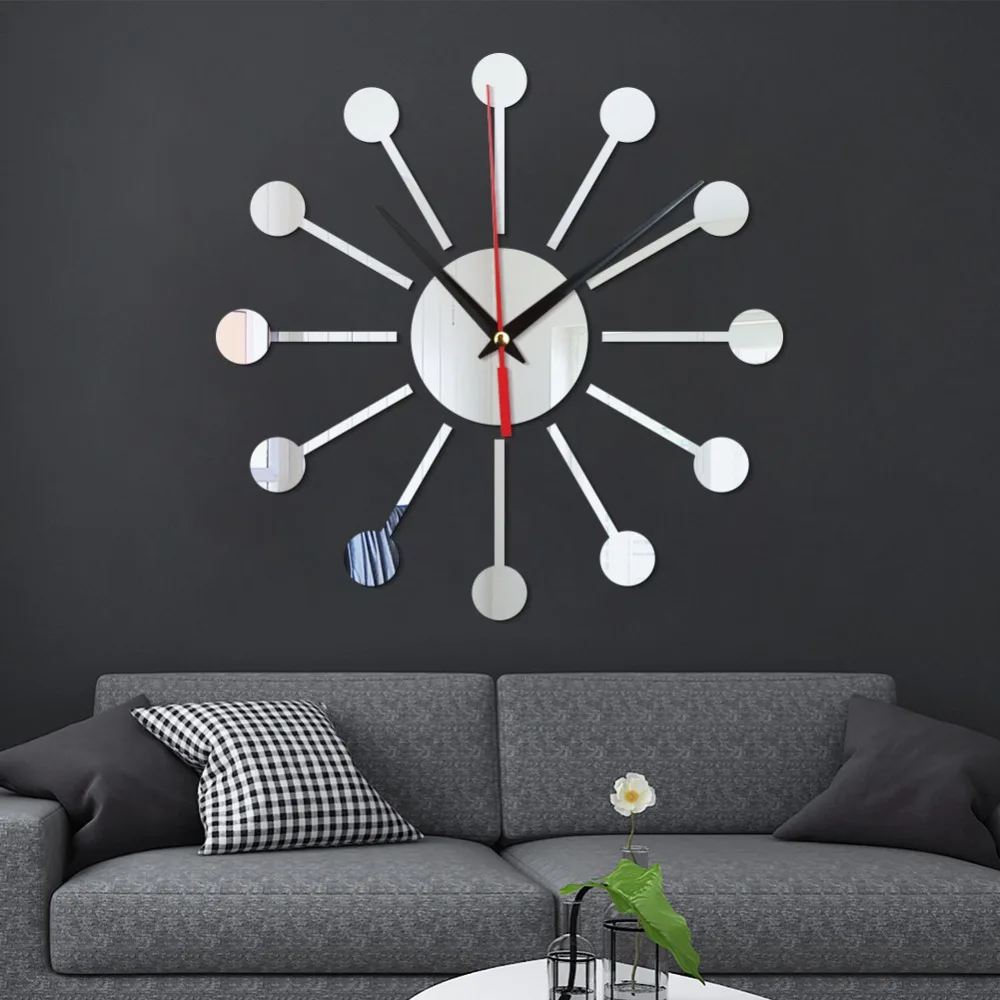 Creative Wall Sticker 3D Large Number Wall Clock Horloge DIY Mirror