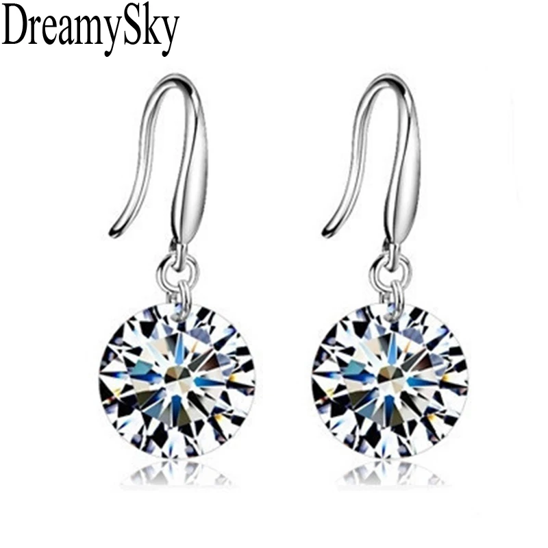 

DreamySky 2018 New Design 925 Sterling Silver Simple Zircon Earrings For Women Fashion Jewelry Free Shipping Brincos