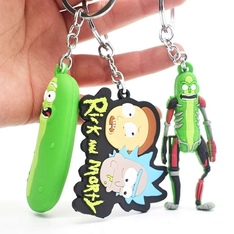 

CYRAN Rick and Morti Pickle PVC Hot Anime Keychain Keyring Costume Pendants Cosplay Accessory Ornament Decor Key Ring Gift