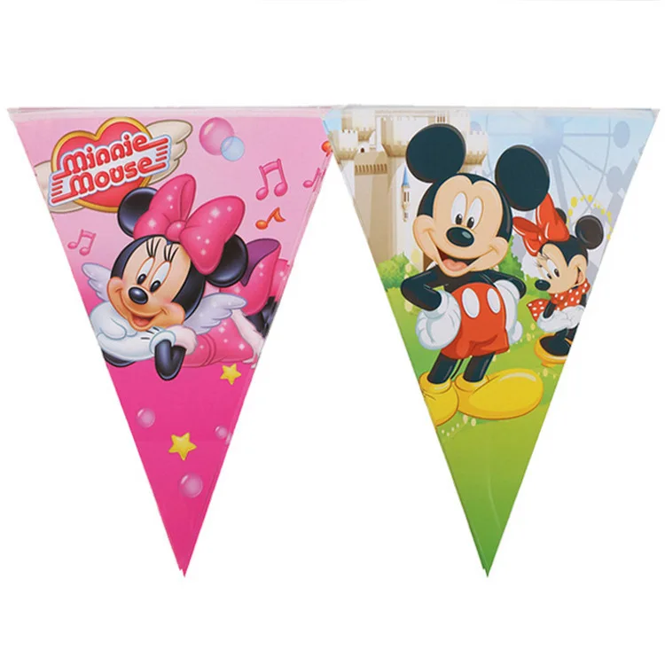 

1 set( 10pcs) Mickey Minnie Cartoon Paper Flags Party Banners For Kids Birthday Baby Shower Party Decoration