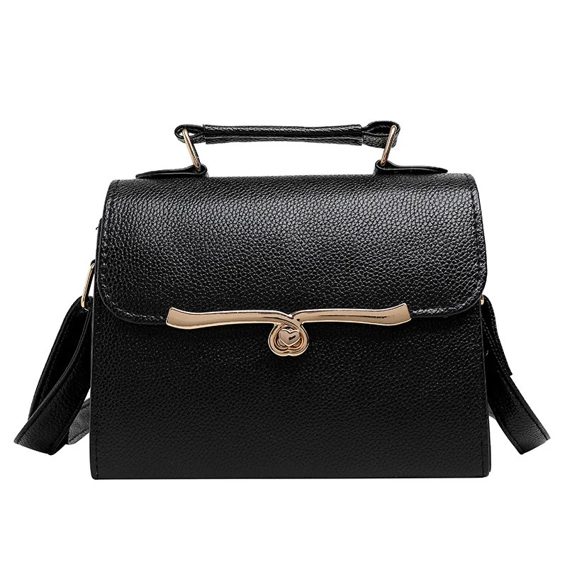 Темпераментная посылка на одно плечо для пожилых, косая сумка с замком, маленькие квадратные сумки через плечо для женщин - Цвет: black