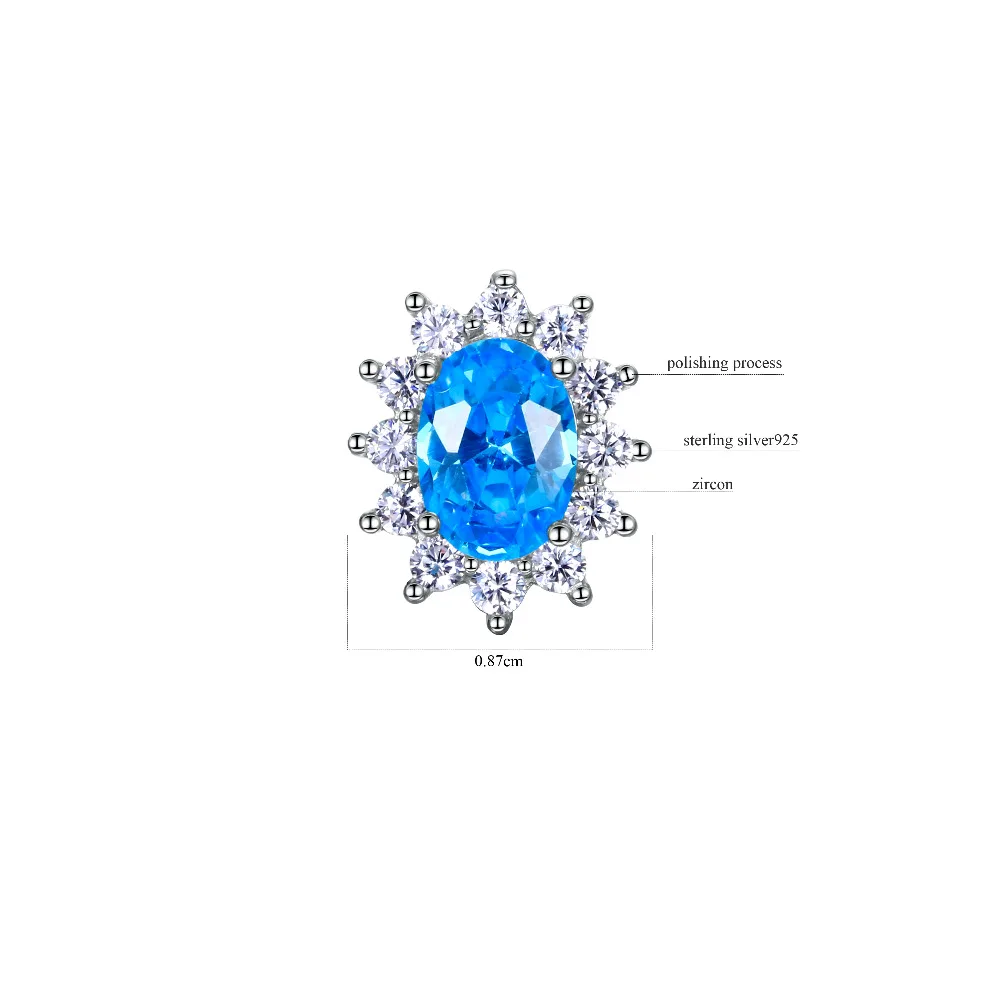 Женские серьги-гвоздики с ааааа Королевский синий зеленый светильник синяя шпинель Циркон Овальный 925 пробы серебряная серьга из снежинки