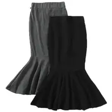 Осенне-зимняя новая модная бархатная Женская юбка с высокой талией, Теплая юбка-труба русалки размера плюс 3XL