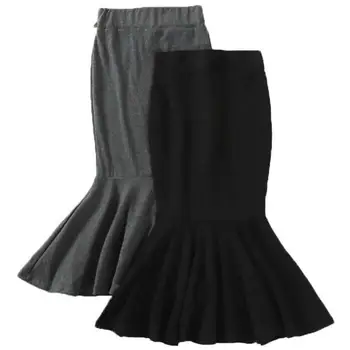 

autumn winter new fashion plus velvet women package hip high waist warm mermaid trumpet skirt plus size 3XL