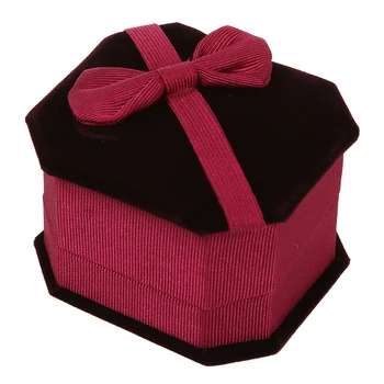 

Bowknot Velvet Rectangle Jewellery Ring Gifts Box Case Wedding Magenta
