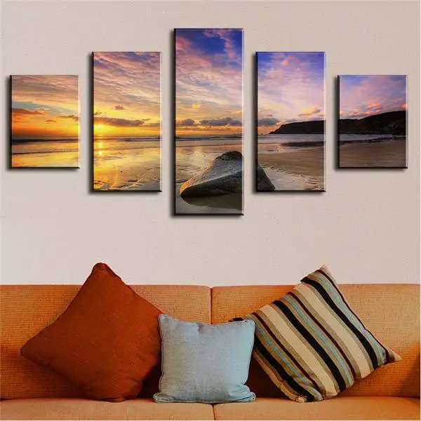

5 Panel Calm Summer Sunset Modern Home Wall Decor Canvas Picture Art Print Wall Painting Set Of 5 Each Canvas Arts Unframe MULTI