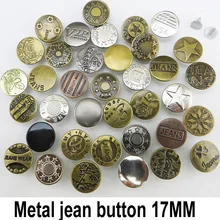 50PCS 17MM MIXED Metal Jeans Button Sewing Clothes Accessories GARMENT DECORATION Fit JMB-079
