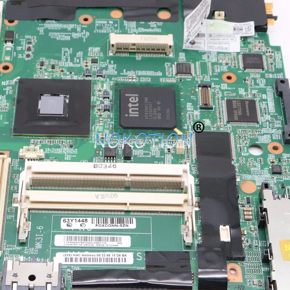 NOKOTION FRU 42W7982 45N4476 ноутбук материнская плата для Lenovo thinkpad R500 15 ''GM45 DDR3 Intel HD graphics основная плата Процессор