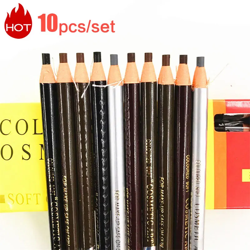 10pcs/set Eyebrow Pencil Cosmetics for Makeup Tint Waterproof Microblading Cheap Pen Brown Available Natural Beauty Wholesale