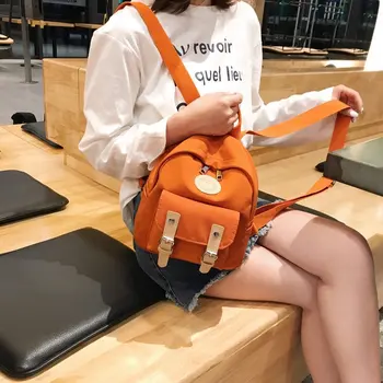 

Women Small Backpacks 2019 Brand New Fashion Preppy Style Hasp Zipper Canvas Female Casual Students School Bags Shoulder Bags
