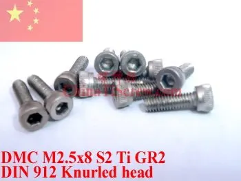 

Titanium screw M2.5X8 DIN 912 socket head Hex 2.0 Driver Ti GR2 Polished 50 pcs