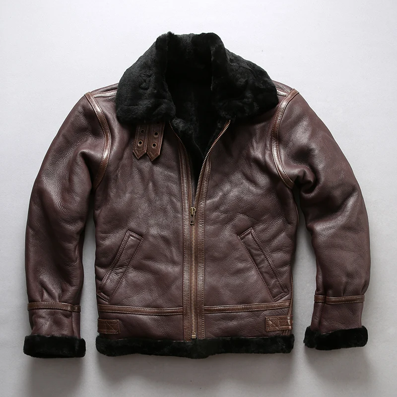 Новинка, мужская куртка из натуральной овечьей шерсти, повседневная куртка из овчины B3, куртка-пилот, куртки для русской зимы