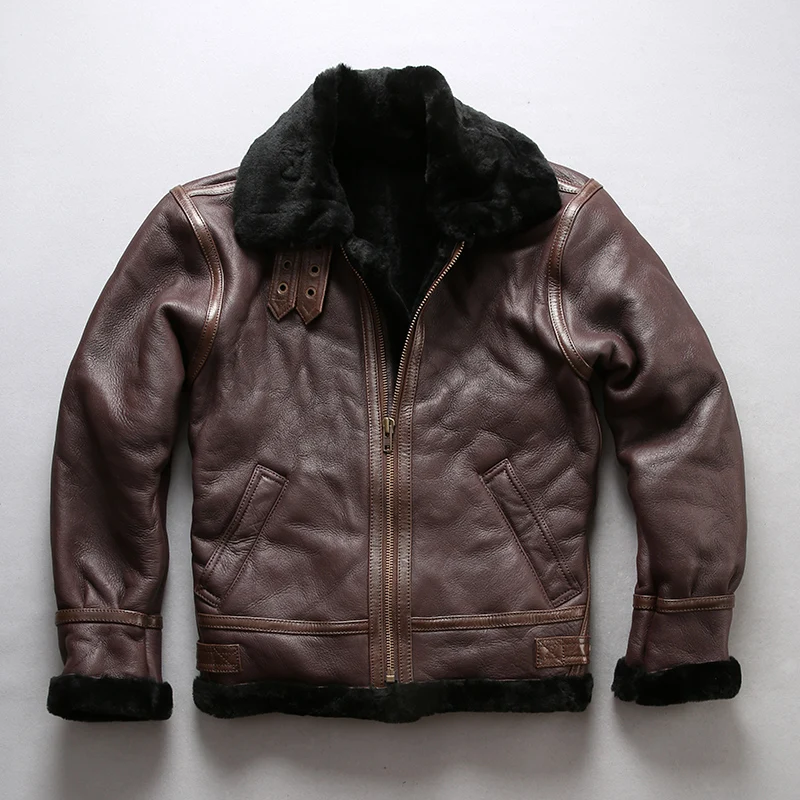 2018 Casual Véritable Doublure Hiver Mouton Pilote Bomber Hommes Laine Nouveaux B3 Russie Noir Peau Veste champagne Vestes Manteaux En De clK3TF1J