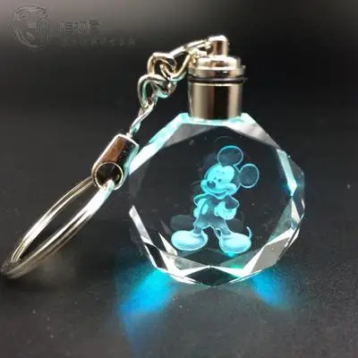 

COSANER Bear Adventures LED Key chain Mickey Minnie Colorful Crystal Keychain Light Pendant Can be Customized yorur picture