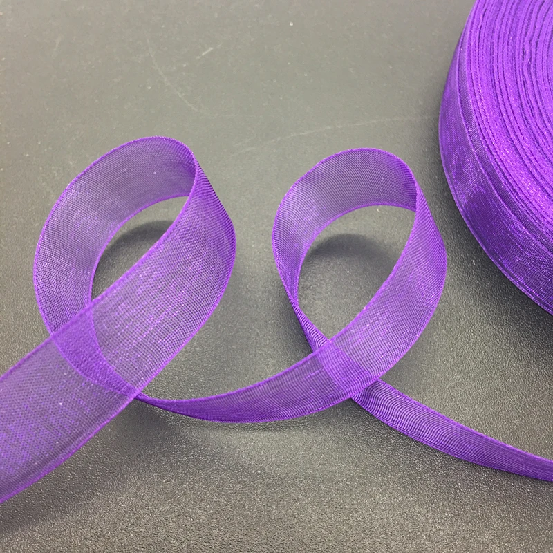 50 ярдов/рулон 5/" 15 мм широкая лента из органзы бант для свадебного украшения, кружевных ремесел выбрать цвет - Цвет: Purple