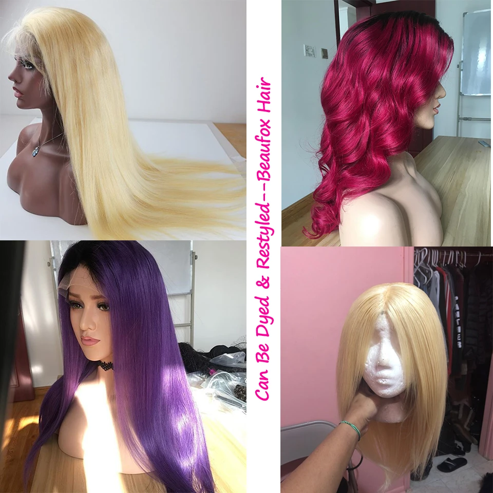 Beaufox 613 Lace Front Wig Indian Straight Human Hair Wigs For Black Women Pre Plucked Natural Hairline 150% Remy 613 Blonde Wig (7)