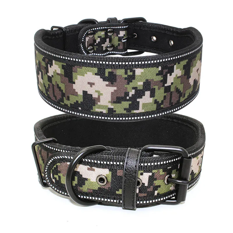 Heavy Duty Adjustable Pet Dog Collar for Small Medium Large Dogs Reflective Puppy Big Dog Collar Leash Chihuahua Beagle Collars - Цвет: Green Camouflage