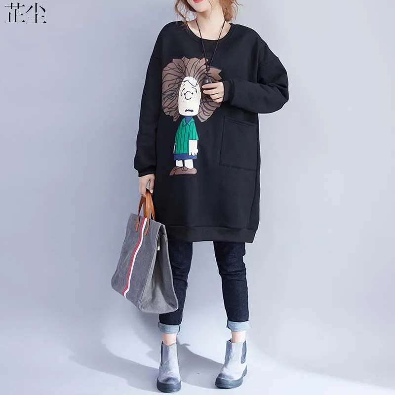 

Harajuku Oversized Sweatshirt Women Korean Kawaii Hoodie Plus Size Cartoon Printed Velvet Thicken Long Sleeve Loose Hoodies 5XL