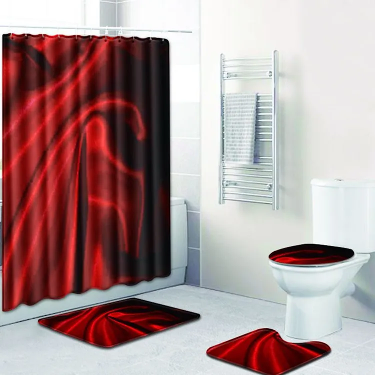 4 шт. Красный Крест Banyo Paspas ванная комната коврики набор Нескользящие Tapete Banheiro моющиеся коврики для туалета Alfombra Bano - Цвет: As Picture