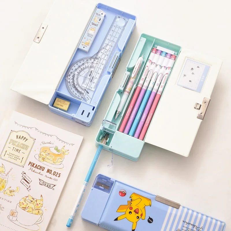 Deli чехол карандаш Kawaii Pikachu Estojo Escola Чехол Карандаш для школьников с подставкой