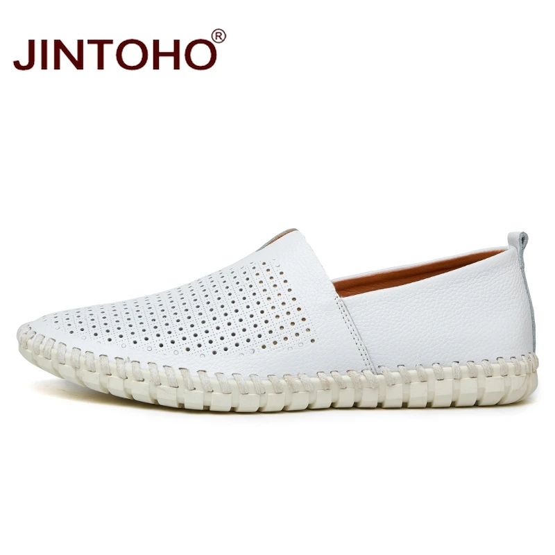 Туфли JINTOHO мужские из натуральной кожи Модные слипоны итальянские кожаные лоферы