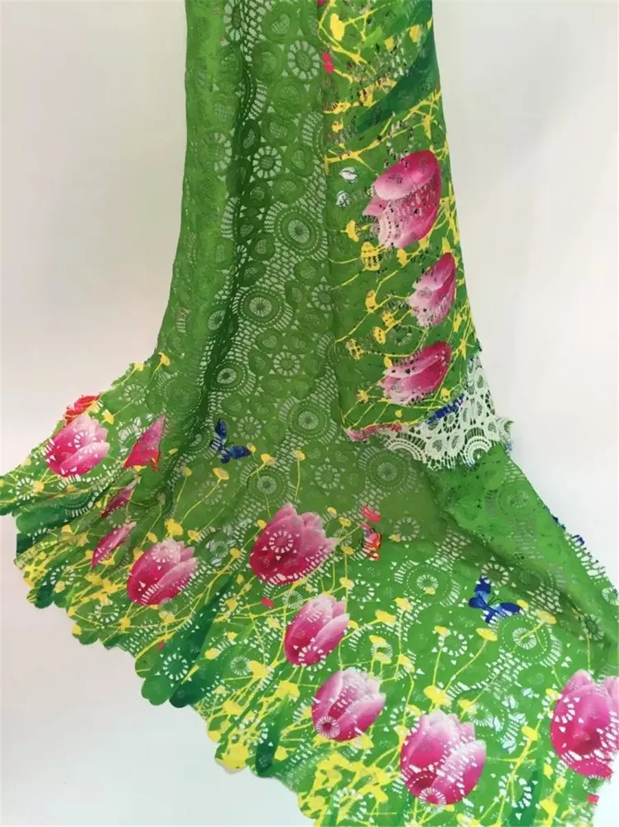 

New N-L801African water soluble print lace fabric for wedding dress,high quality swiss voile milk silk lace 5y/lot nigerian