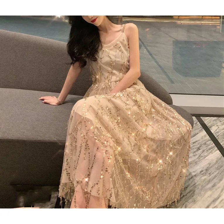 

2019 Summer Women V-Neck Sexy Dress Sexy Club Off Shoulder Party Sequined Dress Spaghetti Strap Club Dress