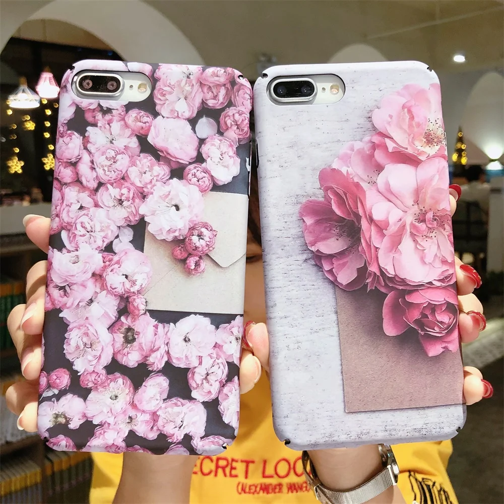 Flower Phone Cover For iPhone XS Max 6 6S 7 8 Plus Case Hard PC Vintage