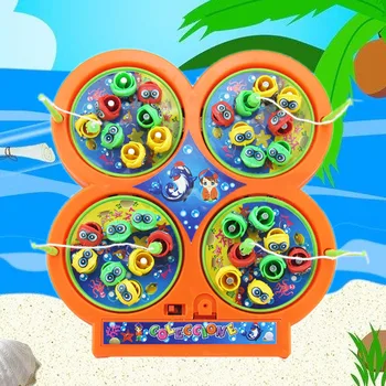 

Electronic Mini Rotating Fishing Toy Game Set Magnetic Rotating Musical Fishing Board Toys for Children Christmas Birthday Gifts