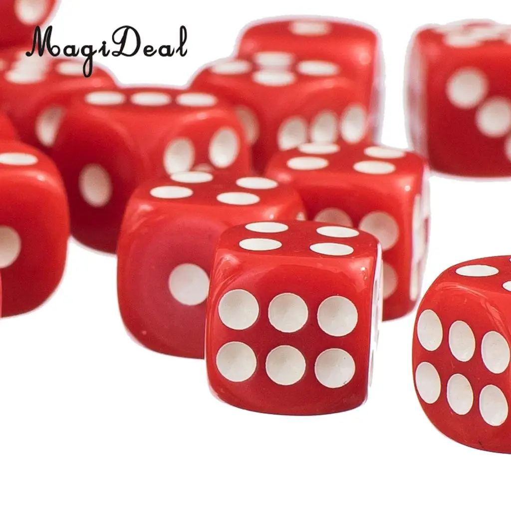 MagiDeal 50x12mm Opaque Acrylic Six Sided Spot Dice D6 for Friends Family Party Club Play D&D RPG TRPG Games Funny Toys 7 Colors