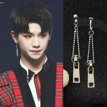 Панк Серьги Для мужчин одежда в Корейском стиле для мальчиков парень Нержавеющая сталь стиле с бахромой и молнией в стиле унисекс, серьги-гвоздики с Для женщин в стиле «Рок», «хип-хоп», гранж-панк ухо клип подарок