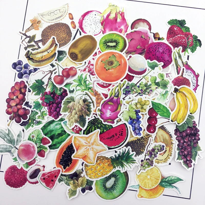 49 шт ручной Рисунок Акварель kawaii фрукты сухой клей стикер s тетрадь планировщик для скрапбукинга, DIY бумажные наклейки