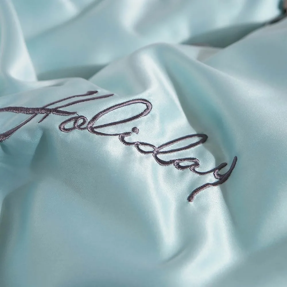 Svetanya искусственное шелковое тонкое стеганое одеяло с вышивкой однотонное одеяло