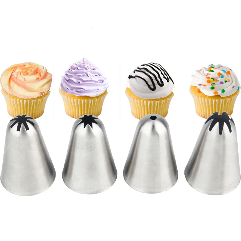 

new 4pcs cupcake pastry tips set metal icing piping nozzle cake decorating tools bakeware
